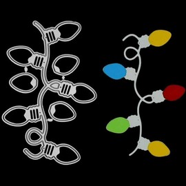 Silver Metal Christmas Lights Die Cuts New Year Lantern Cutting Dies Light String Embossing Stencils for Scrapbooking DIY Album Paper Cards Decorative Scrapbooking Arts, Craft Die-Cuts