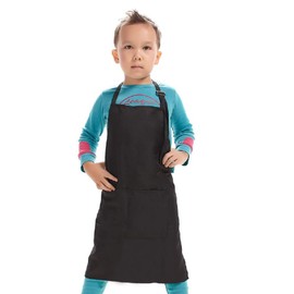 C&Xanadu Kid Apron Adjustable Strap with 2 Pockets Painting Cooking Craft Backing Unisex Age 8-12(Black)