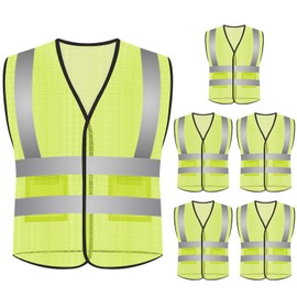 High Visibility Safety Vest, Breathable Hook-and-Loop Design with Dual Pockets, Lightweight & Weather-Resistant for Construction, Roadwork, Warehouse(Yellow,XXL)
