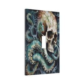 Horror Octopus Skull Marine Life Kraken Tentacle 1 Gang Light Switch Covers Decorative unique Single Toggle Wall Plate Switchcover Electrical Switchplate for Kitchen Bathroom Bedroom Decor