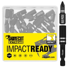 41 x SabreCut SCPA25_41 25mm PZ2 Impact Screwdriver Driver Bits Set Single Ended Pozidriv POZI No.2 Heavy Duty including Bit holder and Storage Box