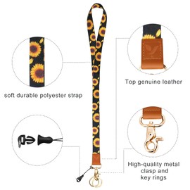 Yiflin Cool Neck Lanyard, Cute Keychain Holder for Women Men, Comfortable Long Strap with 2 Rings