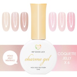 Daily Charme Charme Gel Coquette Holo Jelly Collection / 6 Colors, Holographic Jelly Soak Off UV Led Gel Nail Polish, Home DIY/Nail Salon Manicure