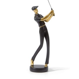 HAUCOZE Golf Decor Sculpture Modern Figurine Golfer Statue Home Gifts Table Centerpiece Crafts Polyresin Arts Black 24cm