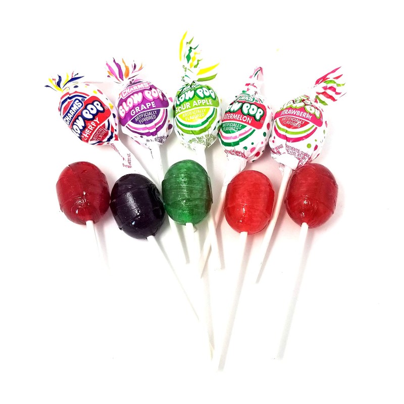 CrazyOutlet Charms Blow Pops Candy Bulk Lollipops, Bubble Gum Filled