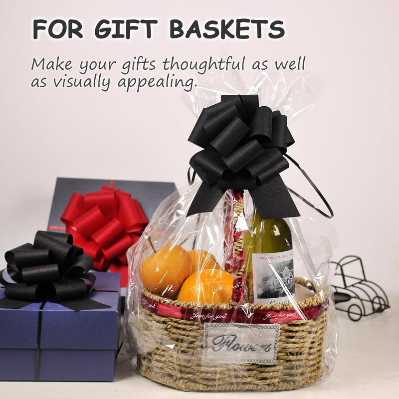 Black Bows for Gift Wrapping, 5 PCS Black Gift Bow,