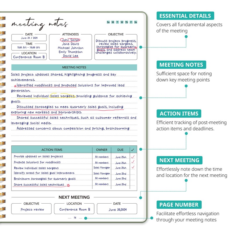 Taja Meeting Notebook for Work Organization - Work notebook with