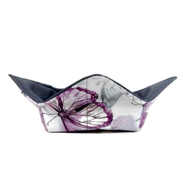Microwavable Bowl Cozy in a Purple and Dark Gray butterfly fabric print by Sewuseful Studios LLC