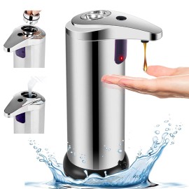 Unbranded Touch-Free Rechargeable Soap Pump Dispenser Auto Handfree Sensor Stainless 280ML