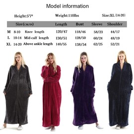 Oksun Womens Plus Size Fleece Dressing Gown Soft Bathrobe Full Length with Zipper