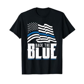 Back The Blue Line American Flag Police Officer Pride Art Women Men T-Shirt