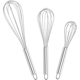 HDRNT Whisk Set Stainless Steel 3 Pieces 22 cm 26 cm 30 cm Ideal for Mixing Dough and Eggs High-Quality Kitchen Appliance for Professional and Hobby Chefs Perfect Baking Accessories for Any Kitchen