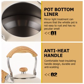 Lurrose 2. 5L Whistling Tea Kettle Stainless Steel Tea Pot Hot Water Boiling Jug Flat Bottom Sounding Water Warmer Container for Home Gas Stovetop