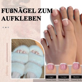 Virellay 120 Piece Press On Nails Set with Tools - French Square Artificial for Women - Full Cover Acrylic Artificial Toenail Tips (06, 120 Pieces)