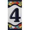 4.3' x 2.2' 11cm x 5.5cm Spanish Mosaic Hand-Painted Number