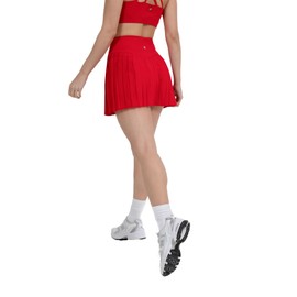YITTY Active Women's Pleated Tennis Skirt with Built-in Short, Athleisure, 4-Way-Stretch, Heated Red, 2X