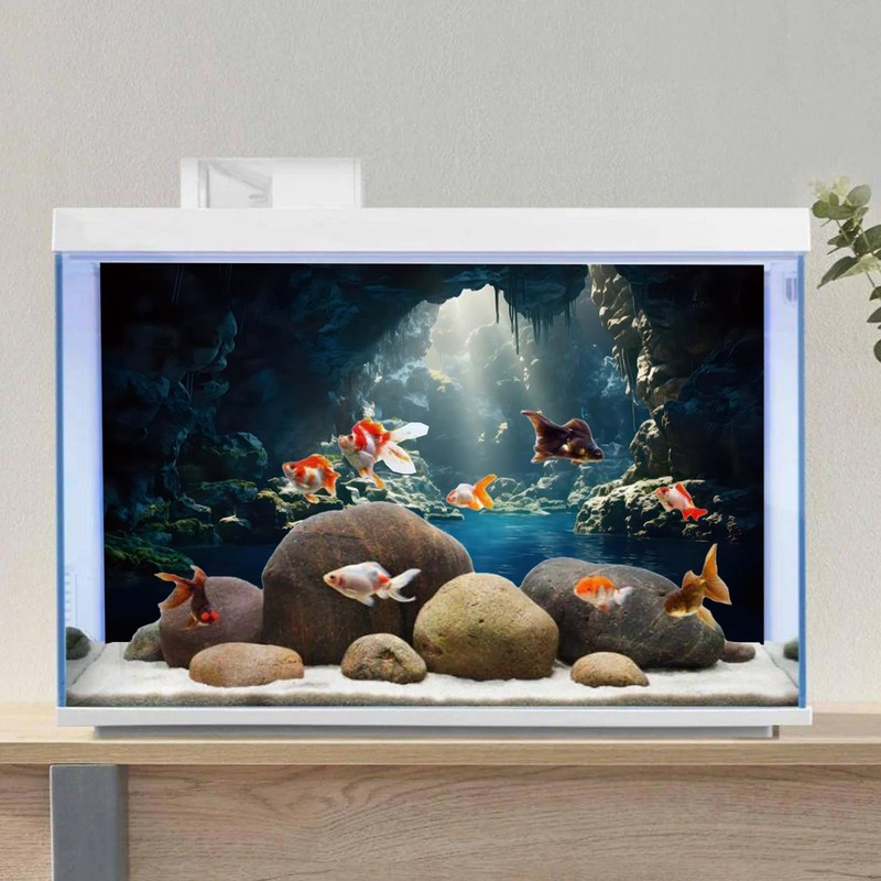 MIRRORANG 120 x 46 cm Aquarium Background Mountain Stones Cave