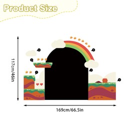 Magnetic Chalkboard Kids Rainbow Wall Sticker 66.5" Wx46 H Magnet Wall Decal Magnet Board Removable Reusable Wall Decal for Drawing Learning Playroom Bedroom Nursery, Black