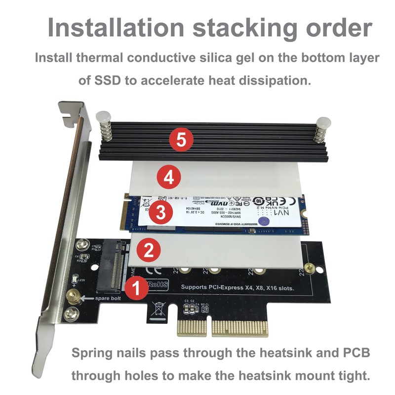 Bejavr M.2 NVME to PCIe 3.0/4.0 x4 Adapter, NVME/AHCI SSD