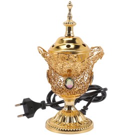 HOMSFOU Ornament Home Decor Antique Electric Bakhoor Burner Electric Incense Burner for Home Office Yoga Spa EU Plug Household Decoration Vintage