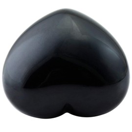 KYEYGWO Black Obsidian Puff Heart Healing Crystals Love Stone, Pocket Stones Palm Worry Stone for Reiki Meditation Balancing, 1.7" (1 PCS)