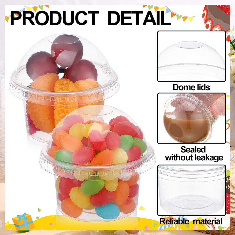 SiliFine 3.5 Oz-100 Sets Clear Plastic Cups with Dome Lids