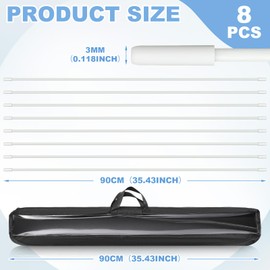 Jetec 8 Pcs 35.4 Inch Fiberglass Flex Rods for Worship Flags with Storage Bag Flexible Sticks Good for Praise Worship and Praise Dance Flags Flexible Flag Poles 1/8 in Thick