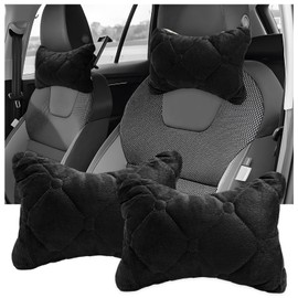 BWBWND 2PCS Car Headrest Pillow, Soft Comfortable Vehicle Neck Pillow Head Rest Pad, Breathable Auto Seat Headrest Neck Support Relieving Driving Fatigue, Universal Car Accessories (Black)