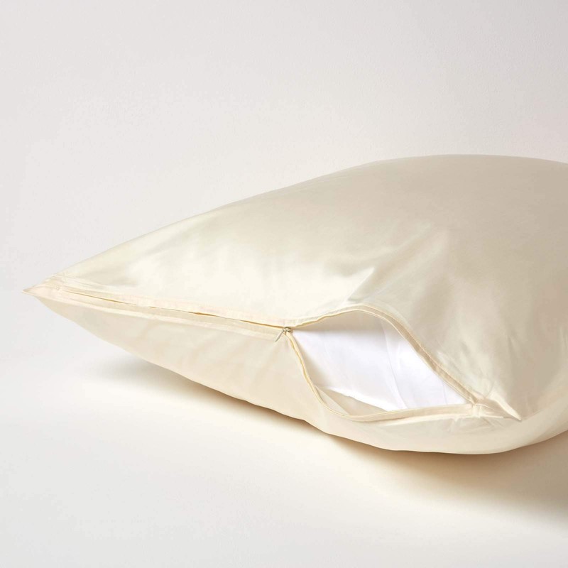 HOMESCAPES Cream Organic Cotton Euro Size Pillowcase 80 x 80