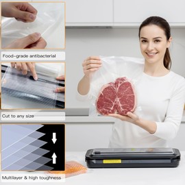 MEGAWISE Vacuum Sealer Bags/Roll, 8" x 21.6' Long, BPA-Free, Compatible with MEGAWISE & All Vacuum Sealing Machines, Heavy-Duty Dual-Sided Textured for Stronger Seal