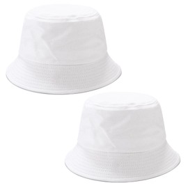 EHDWXVZM Pack of 2 White Fishing Hats, Flat Pool Hats, Simple Plain Fishing Hats, Double-Sided Sun Hats, Foldable Beach Hats, Summer Sun Protection Hats Outdoor, White