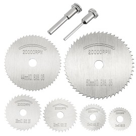 HUAREW HSS Circular Saw Blade Kit with 6 Pieces Circular Saw Blade Steel Blades and 2 Pieces Saw Blade Connecting Rod for Cutting Wood, Plastic, Fibreglass, Metal, Aluminium, Copper (8 Pieces)