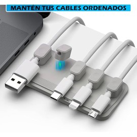 Soporte Con Clips Magnético Para Organizar Cables Escritorio (GRIS)