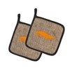 Caroline's Treasures Alligator Faux Burlap & Orange Pair of Pot
