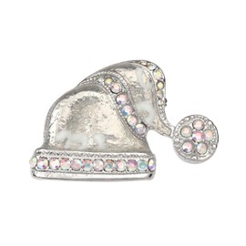 Lauren-Spencer Christmas Brooch Pin for Women Crystal Rhinestone Brooches and Pins Colorful Enamel Cute Deer Cat Bird Snowflake Bells Brooch Pins Fashion Christmas Jewelry Holiday Gifts (Santa Hat)