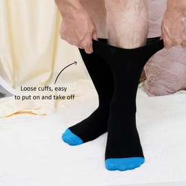 LOFIR Breathable Bamboo Socks for Men: Seamless Soft Top Comfortable Socks for Women Non-Binding Top for Business Casual Elderly Hiking Walking Work 4 Pairs Black White UK 9-11