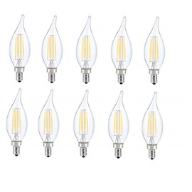 Elegant Furniture LED E12 Candelabra, Flame TIP, 3000K, 300, CRI80, ES, UL, 6W, 40W Equivalent, 15000HRS, LM480, DIMMABLE, 2 Years Warranty, Input Voltage 120V