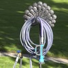 Bernini Peacock Garden Hose Holder, Freestanding Metal Water Hose Holder,