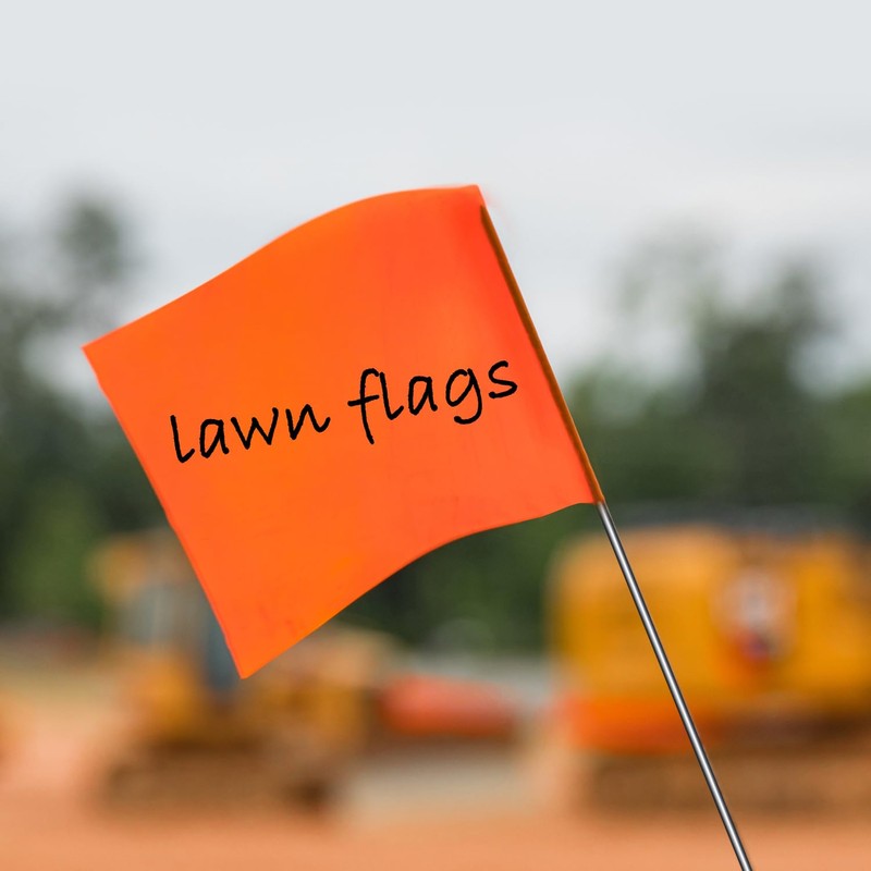 Zozen 50Pack Fluorescent Orange Marking Flags, Writable/15x4x5 Inch, Yard Flags