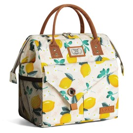 Lekesky Lunch Bags for Women Insulated Thermal Lunch Tote Bag Durable Large Lunch Box Container Drinks Holder for Adults Work College Picnic Beach Park, Lemon
