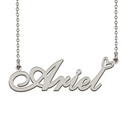 Dainty Friendship Name Necklace Silver for Girls with Heart Pendant Ariel