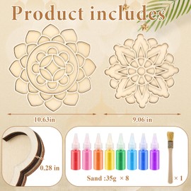 Gilprop 15 Pcs Diwali Mandala Sand Art Kit 6 Reusable Mandala Base 8 Vibrant Rangoli Powder Colors with Brush Diwali Sand Painting for Adults Boys and Girls