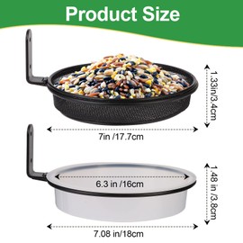 2 Fence Bird Feeder Trays - Outdoor Tree Mounted Wild Bird Bath, 7” in Diameter Feeders with Heavy-Duty Iron Rings, Installed on Wooden Fences, Trees, Decks, Indoor and Outdoor Walls