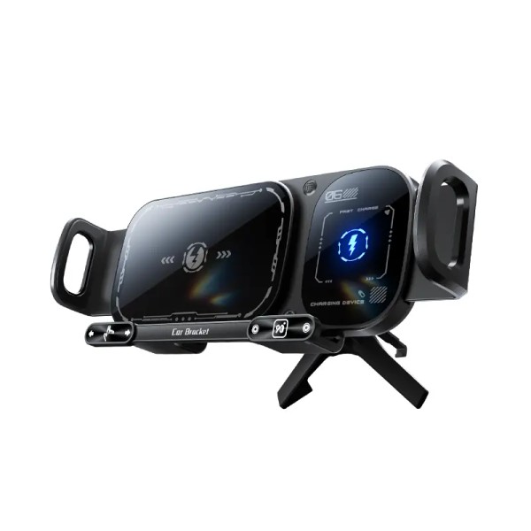 Wireless Charging Car Phone Mount – 15W Fast Charger, 90°