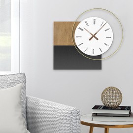 HOITUZYUS Farmhouse Silent Wall Clock, Non-Ticking Wooden Dial Clock for Living Room, Battery Operated Decorative Clocks for Entryway, Bedroom, and Home Office
