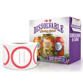 Canning Labels Dissolvable Stickers For Mason Jars and More (2" Round 200/roll) Canning Supplies Washes Off in Seconds Like Magic - Jar Labels Homemade Jam, Jelly, and More (Amaranth Red)