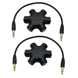 Typheoniks 3.5mm 5-Port Female Audio Splitter, 5-Way Multi Earphone Jack Adaptor for Headphones (2 Packs)