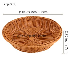 RT&BS Wicker Bread Baskets for Serving, 2pcs Wicker Easter Baskets, Woven Vegetable Baskets for Kitchen, Store, Restaurant, Outdoor, Party (Brown, L)
