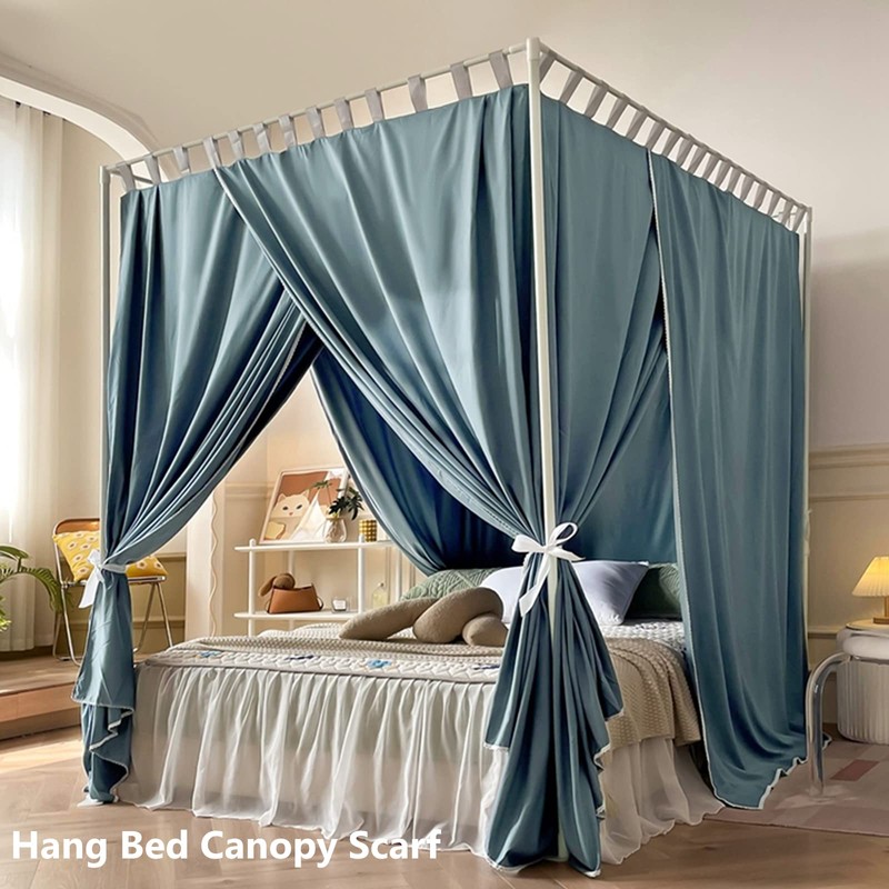AIKASY Queen Size Canopy Bed Frame with Outer Support, Thickened