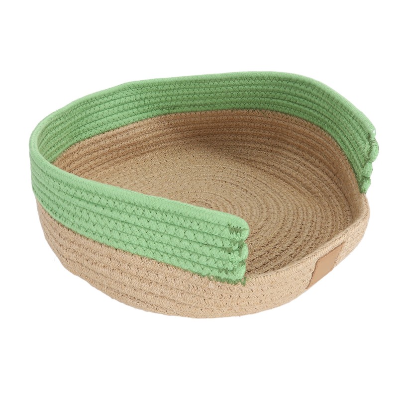 Round Cat Bed Cotton Rope Woven Basket Multipurpose Sleeping Scratching